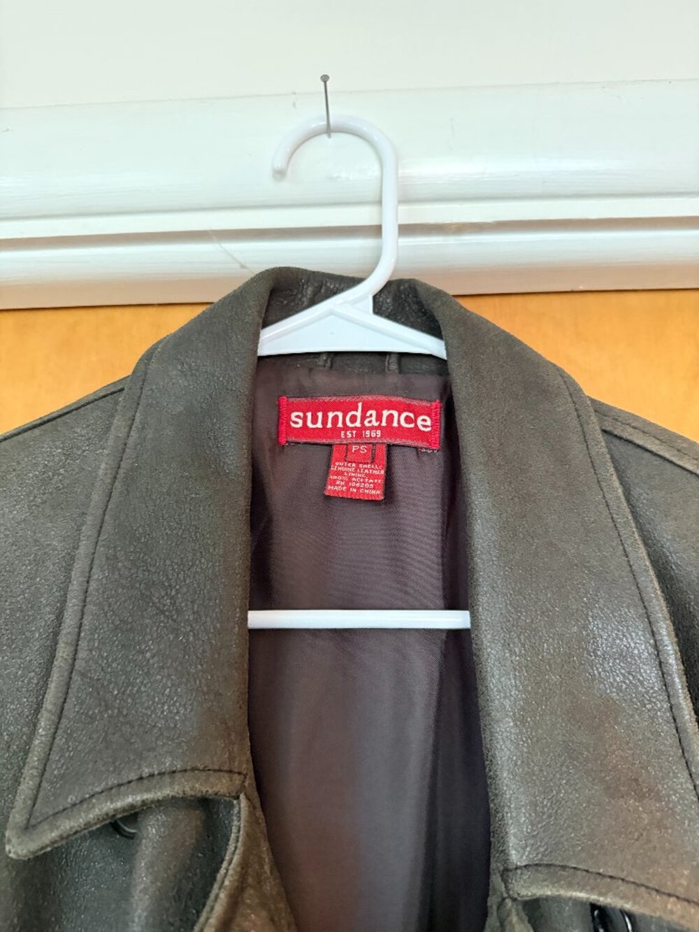Vintage Sundance Black Leather Peacoat